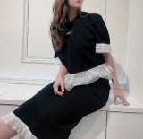 raceなお袖のセットアップ　　black