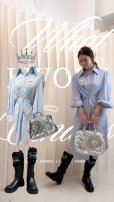 画像1: bluestripeシャツワンピ (1)