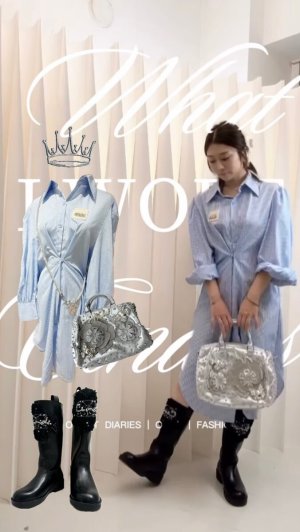 画像1: bluestripeシャツワンピ