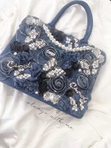 cindiesＳＱＵＡＲＥtote　DXbutterflydenimrose