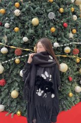 PANDAflourbutterflyマフラーblack　＊12月上旬入荷ご予約＊