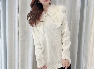 画像1: foxcollarwhiteknit