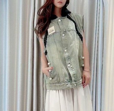 画像2: レースフーディdenimジレ