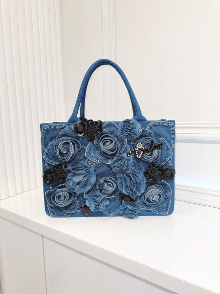 画像1: cindiesＳＱＵＡＲＥtote (M）　denimrose (1)