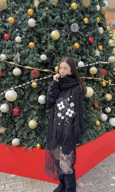 画像2: PANDAflourbutterflyマフラーblack *12月上旬入荷ご予約*