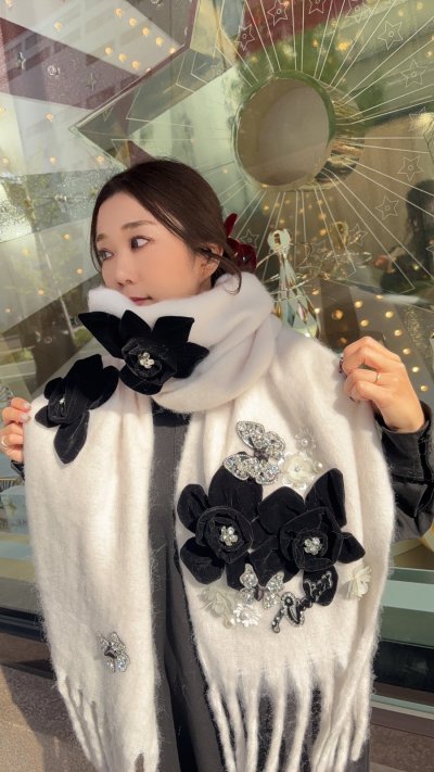 画像3: PANDAflourbutterflyマフラーwhite *12月上旬入荷ご予約*