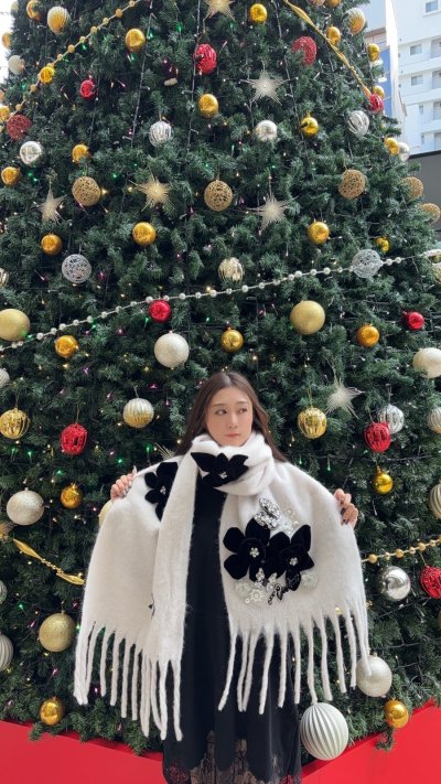 画像2: PANDAflourbutterflyマフラーwhite *12月上旬入荷ご予約*