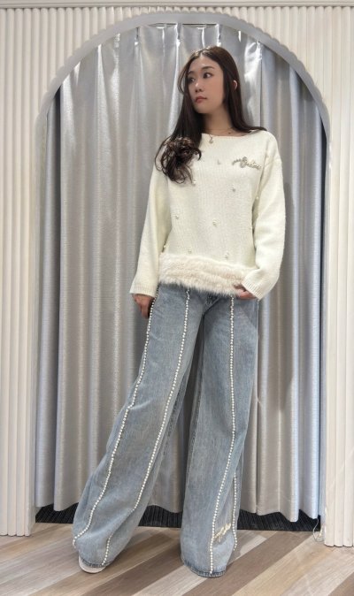 画像1: whiteパールknit